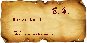 Bakay Harri névjegykártya